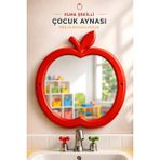 Hilal Kimya Elma Figürlü Çocuk Lavabo Aynası | Anaokulu, Kreş ve Okullar İçin Çocuk Aynası | Kırmızı | 73×62 cm
