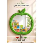 Hilal Kimya Elma Figürlü Çocuk Lavabo Aynası | Anaokulu, Kreş ve Okullar İçin Çocuk Aynası | Yeşil | 73×62 cm
