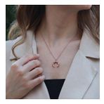 Hilal Model Renkli Zirkon Taşlı Asansörlü Rose Gold Kaplama Gümüş Kolye