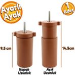 Hilal Shops Gizli Mobilya Kanepe Sehpa Tv Ünitesi Koltuk Orta Destek Ayağı Ayarlanabilir 9.5 Cm Siyah Baza Ayak 1ADET - Kahverengi - 1 Adet