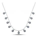 HİLALSHOP 925 Ayar Gümüş Damla Nazarlı Şans Kadın Gümüş Kolye
