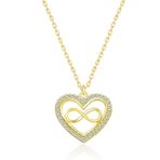 HİLALSHOP 925 Ayar Gümüş Kalp Sonsuzluk Bayan Çok Renkli Gümüş Kolye