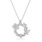 HİLALSHOP 925 Ayar Gümüş Manolya Çiçeği Kelebek Kadın Gümüş Kolye