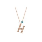 HİLALSHOP 925 Ayar Gümüş Nazar Rose H Harfi Kadın Gümüş Kolye