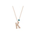 HİLALSHOP 925 Ayar Gümüş Nazar Rose K Harfi Kadın Gümüş Kolye