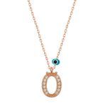 HİLALSHOP 925 Ayar Gümüş Nazar Rose Ö Harfi Kadın Gümüş Kolye
