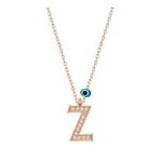 HİLALSHOP 925 Ayar Gümüş Nazar Rose Z Harfi Kadın Gümüş Kolye