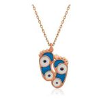 HİLALSHOP 925 Ayar Nazarlı Ayak İzi Çok Renkli Kadın Gümüş Kolye