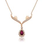 HİLALSHOP 925 Ayar Rose Kırmızı Taşlı Madalyon Kadın Gümüş Kolye