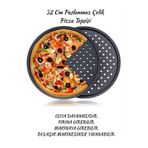 Hilamingo Home 32 CM Paslanmaz Çelik Büyük Pizza Tepsisi (Yanmaz Yapışmaz)