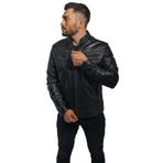 HİLDA DERİ Büyük Beden Hakiki Deri Erkek Ceket Siyah Spor Kesim Dik Yaka Bright Siyah 4XL