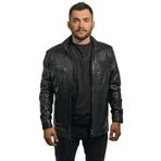 HİLDA DERİ Cengiz Khan Siyah Hakiki Erkek Ceket Siyah XL