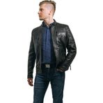 HİLDA DERİ Siyah Hakiki Mont Büyük Beden Erkek Ceket Spor Model Brad Siyah 9XL