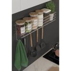 Hill Homes Krom Gümüş Askılı Mutfak Rafı Baharatlık ve Tezgah Üstü Düzenleyici Organizer Vidalı Yapışkanlı 55cm