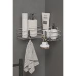 Hill Homes Krom Gümüş Yapışkanlı Banyo Köşeliği – Köşe Raf, Duş Şampuanlık & Metal Raf Organizer