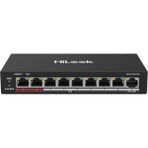 HILOOK NS-0109P-60(B), 8 Port, Megabit, PoE 60W, 1 Port Megabit Uplink, Long Range 250Metre, Yönetilemez, Masaüstü Switch - Beyaz