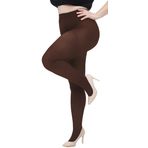 Hiltzo Büyük beden külotlu çorap, kadınlar için, 80D elastik yüksek bel, yarı opak, külotlu çorap, büyük bedenler, naylon külotlu çorap, XL-4XL, Kahverengi, 3XL Plus