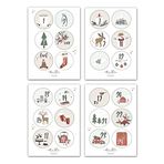 Him & I® - 24 adet Noel takvimi sayı çıkartması, Noel takvimi için çıkartmalar (yuvarlak/mat / 40 mm) – kağıt poşetler için rakamlar – DIY Noel takvimi el işi ve doldurma için mükemmel