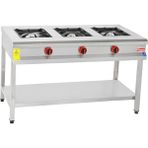 Himaksan Endüstriyel 130x50 cm Lpg Tüplü Taban Raflı 3 Gözlü Ocak
