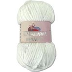 Himalaya 100 g kadife yunus yünü, 40 renk seçeneği, şönil örgü ipliği, yumuşak iplik, parlak aksesuar, kıyafet, battaniye (90063 beyaz)