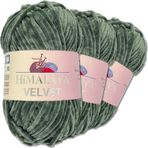 Himalaya Velvet 3 x 100 g kadife yunus yünü, 40 renk seçeneği, şönil, örgü yünü, parlak aksesuar, kıyafet, battaniye (90020 koyu gri)