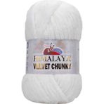 Himalaya Velvet Chunky Kadife Ip Beyaz - Renkli