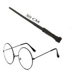 Himarry 30 cm Siyah Metal Çerçeveli Harry Potter Gözlüğü ve Asası Seti