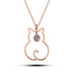 Himarry 925 Ayar Gumus Haziran Ayi Dogum Taşı Kedi Kadın Kolye