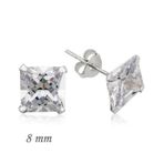 Himarry 925 Ayar Gümüş Kare Tek Taş Zirkon Küpe - 8 mm