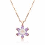Himarry 925 Ayar Rose Lila Lotus Çiçeği Kadın Gümüş Kolye