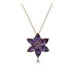 Himarry 925 Ayar Rose Mor Lotus Çiçeği Gümüş Kolye
