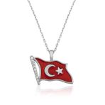 Himarry 925 Ayar Türk Bayrağı Kadın Gümüş Kolye