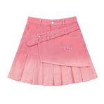 HIMI HIMIFASHION Kadın rahat kısa etekler moda degrade pilili Mini kot etekler yüksek bel A-line patenci etek, pinguin gri, XL