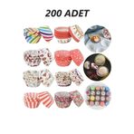 HİMMETOĞLU Tam 200 Adet Muffin Kek Kalıbı & 1.sınıf Kalite Kek Kapsülü Cupcake Muffin Kağıdı 200'lü