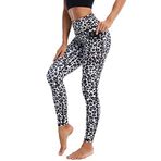 HimyBB Cepli, Karın Kontrolü Egzersiz Taytları, Koşu Taytları Leopar ile Yüksek Bel Yoga Pantolonları, Up003, M
