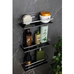 HIMYHOME Kristal Raflı Krom Üçlü Lamalı Banyo Ve Kozmetik Düzenleyici Yapışkanlı Banyo Rafı Şampuanlık