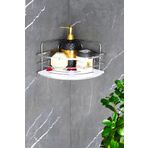 HIMYHOME Kristal Raflı Lamalı Krom Şampuanlık Yapışkanlı Banyo Düzenleyici Köşeliği Duş Rafı