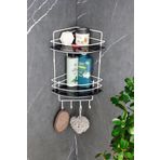 HIMYHOME Kristal Raflı Paslanmaz Beyaz İkili Tel Şampuanlık Yapışkanlı Banyo Köşeliği / Rafı