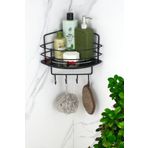 HIMYHOME Kristal Raflı Paslanmaz Siyah Tel Şampuanlık Yapışkanlı Banyo Köşeliği - Rafı