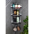 HIMYHOME Paslanmaz Lif Askılıklı Kristal Raflı Beyaz Lamalı Şampuanlık Yapışkanlı Banyo Düzenleyici Rafı