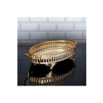 Hinora Hürrem Oval Küçük Tepsi Aynalı Metal Kulplu Kahve Sunumluk Çikolata Tepsisi Altın 36x20cm