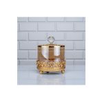 Hinora MERCAN 12 CM CAM KAPAKLI DRAJE KAVANOZU GOLD CAMLI METAL ŞEKERLİK KRİSTAL TAŞLI İKRAMLIK