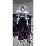 Hint Batik Çiçek Desenli ve Işlemeli Uzun Hint Anvelop Etek - Renkli - Standart