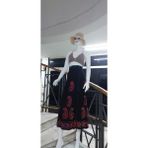 Hint Batik Çiçek Desenli ve Işlemeli Uzun Hint Anvelop Etek - Standart