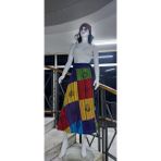 Hint Etnik Kadın Patchwork Desenli Anvelop Etek (95 Cm) - Standart - Sarı