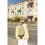 Hint İpek Lara Puantiye Desenli Şal Haki-Sarı