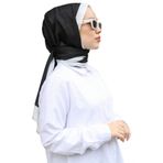 Hint Ipek Monogram Şal Siyah/Beyaz