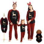 Hinzonek aile noel eşleştirme pijama kıyafetler geyik ekose gecelik pijama noel pijama tatil Loungewear baba anne çocuklar bebek evcil hayvan