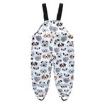 Hinzonek Çocuk yağmur pantolonu, su geçirmez çamur pantolon askısı, yağmur tulumu, üst pantolon, erkek ve kız çocukları için açık havada kar kıyafeti.., Beyaz köpek, 6-7 Jahre Große Größen