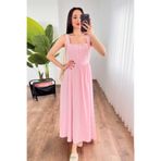 Hipo Trend Kalın Askılı Uzun Yazlık Pembe Elbise